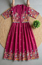 Naarira Shrug Style Vichitra Silk Embroidered Gown