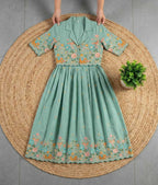 Naarira Shrug Style Vichitra Silk Embroidered Gown
