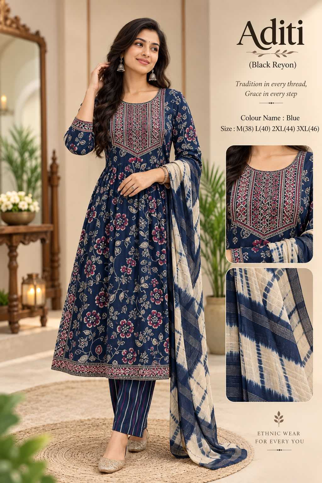Naarira KESH218 ADITI Rayon Cotton Designer Kurtis