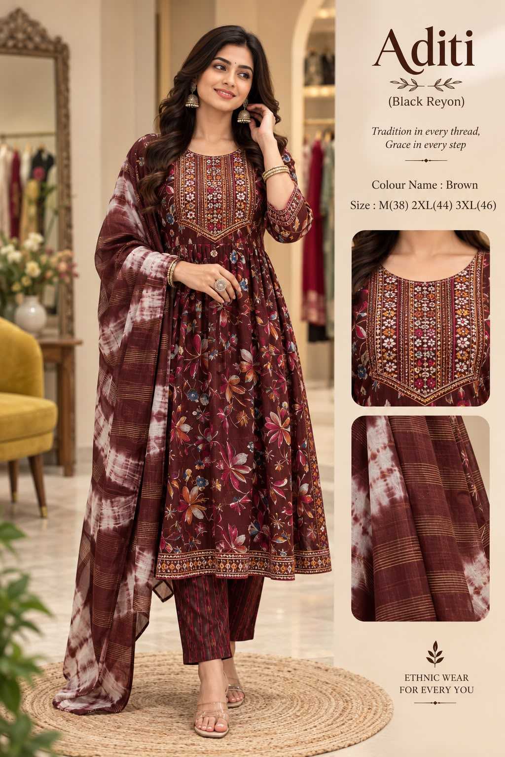 Naarira KESH218 ADITI Rayon Cotton Designer Kurtis