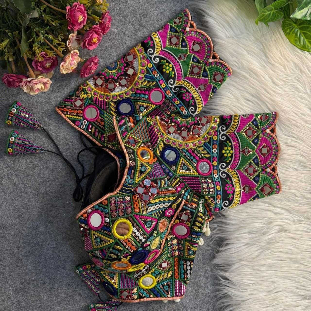 Naarira Real Multi Mirror Work Silk Blouse