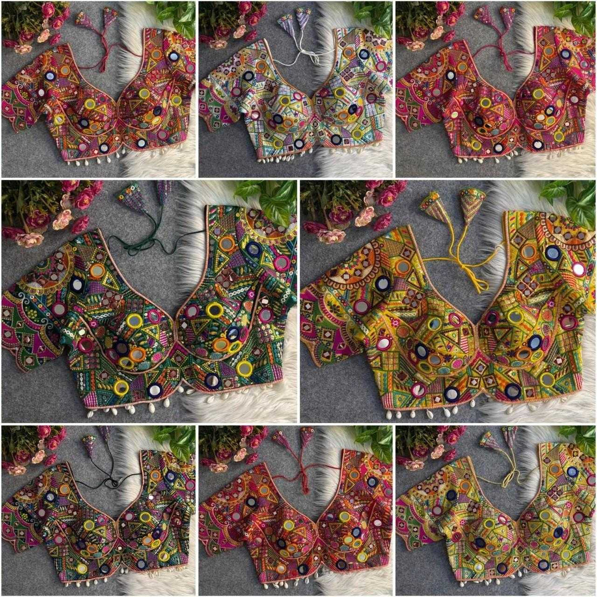 Naarira Real Multi Mirror Work Silk Blouse