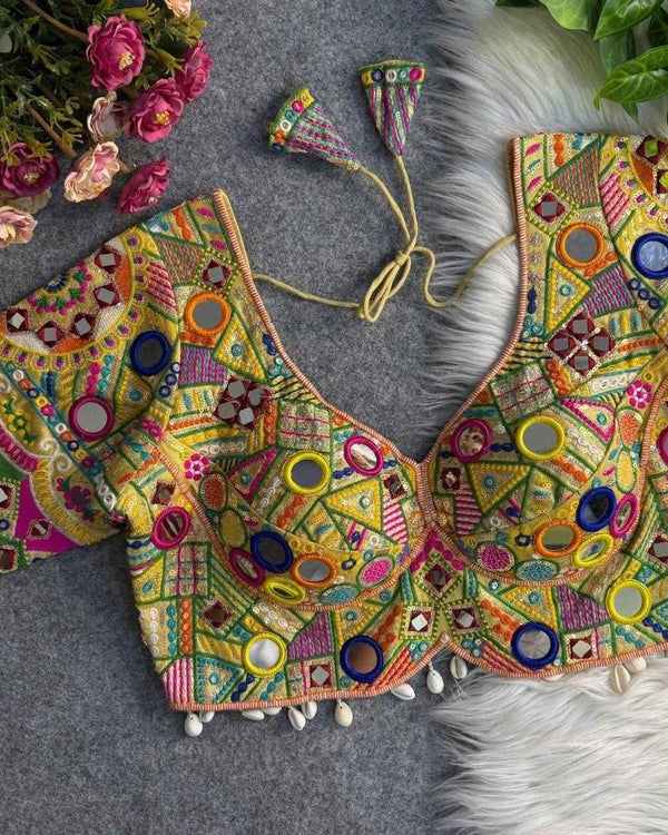 Naarira Real Multi Mirror Work Silk Blouse