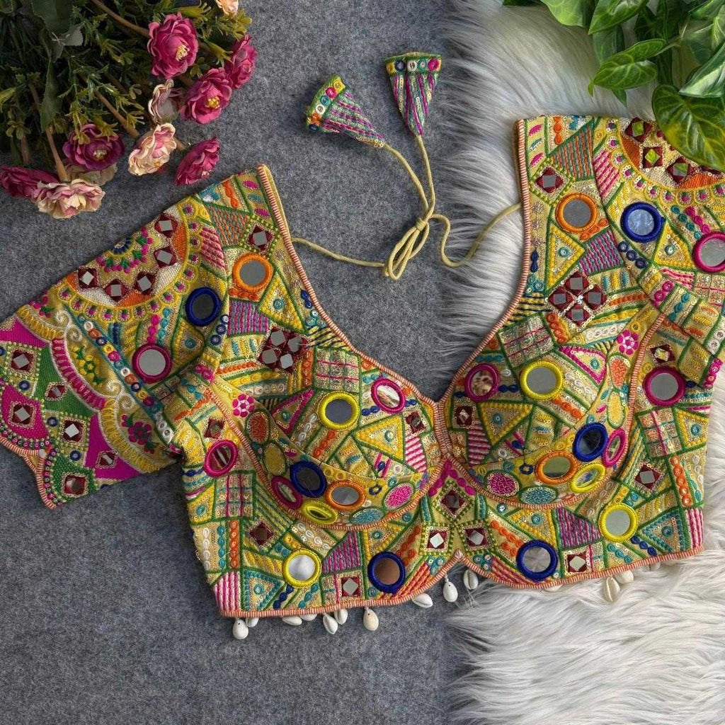 Naarira Real Multi Mirror Work Silk Blouse