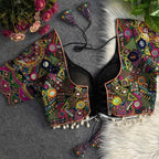 Naarira Real Multi Mirror Work Silk Blouse
