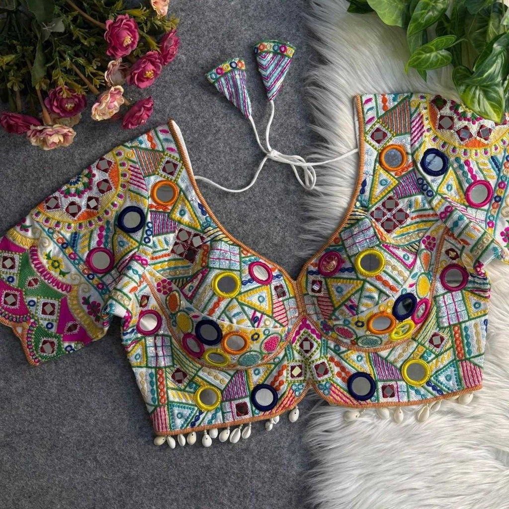 Naarira Real Multi Mirror Work Silk Blouse