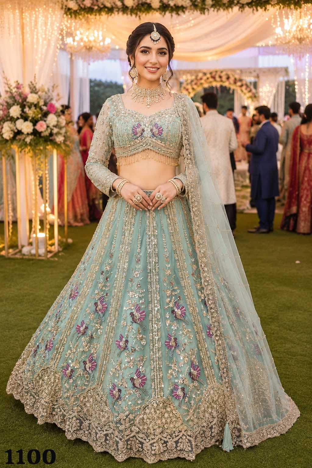 Naarira Premium Net Bridal Lehenga Set