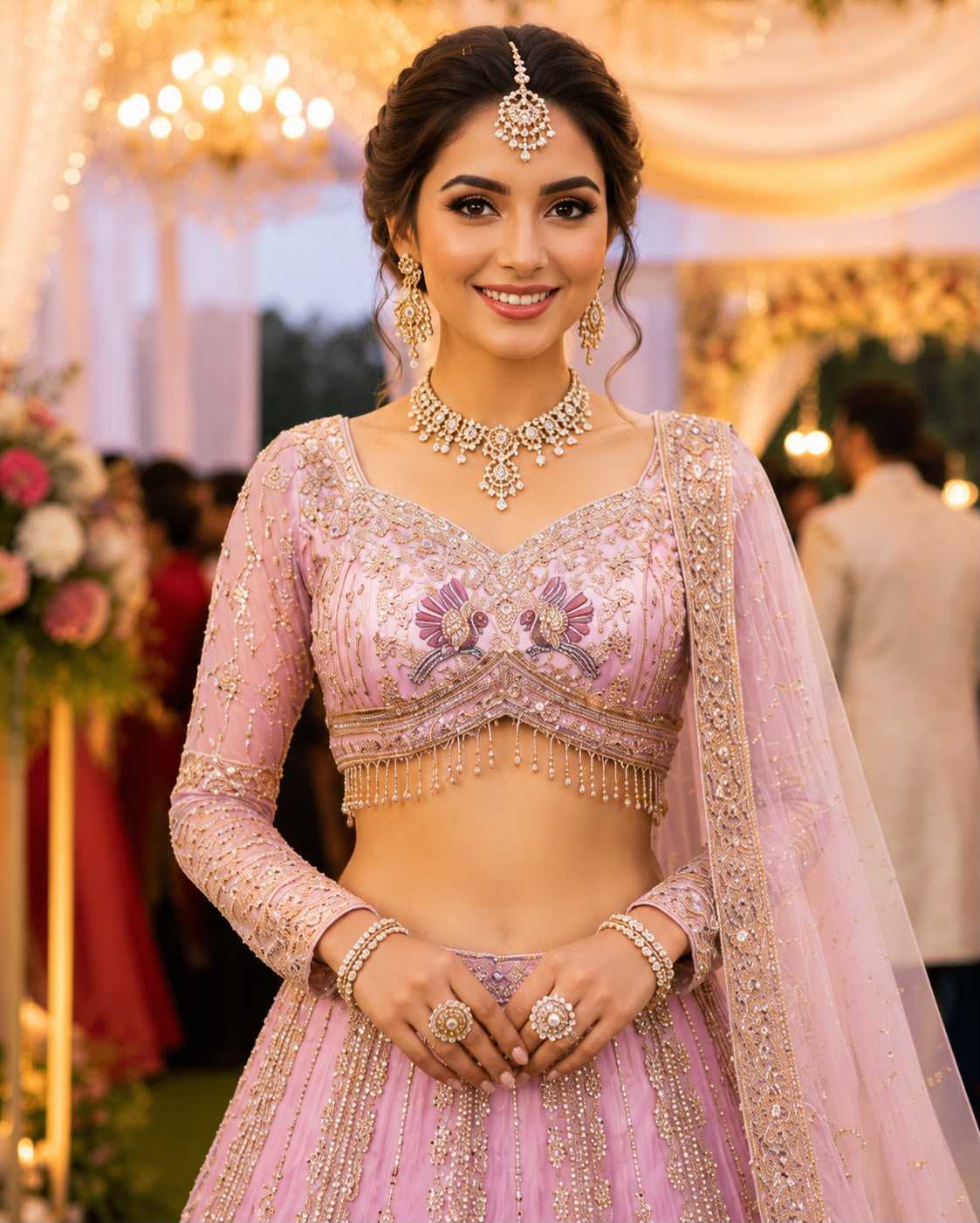 Naarira Premium Net Bridal Lehenga Set