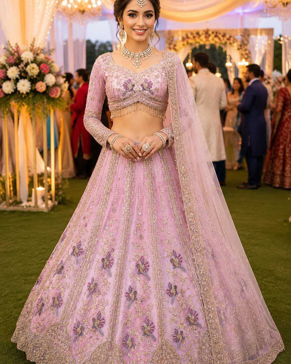 Naarira Premium Net Bridal Lehenga Set