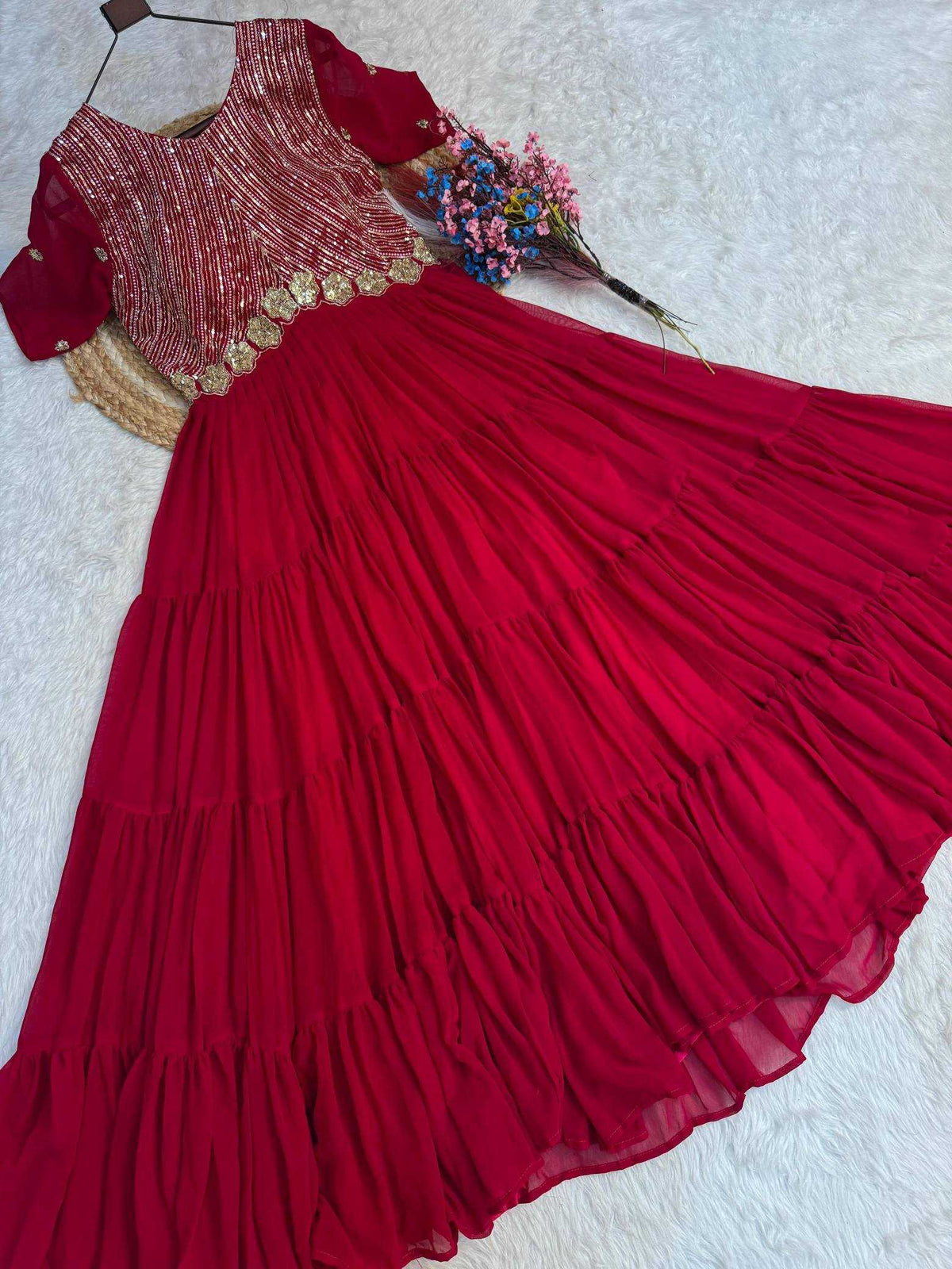 Naarira Faux Blooming Embroidered Gown