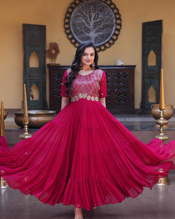 Naarira Faux Blooming Embroidered Gown