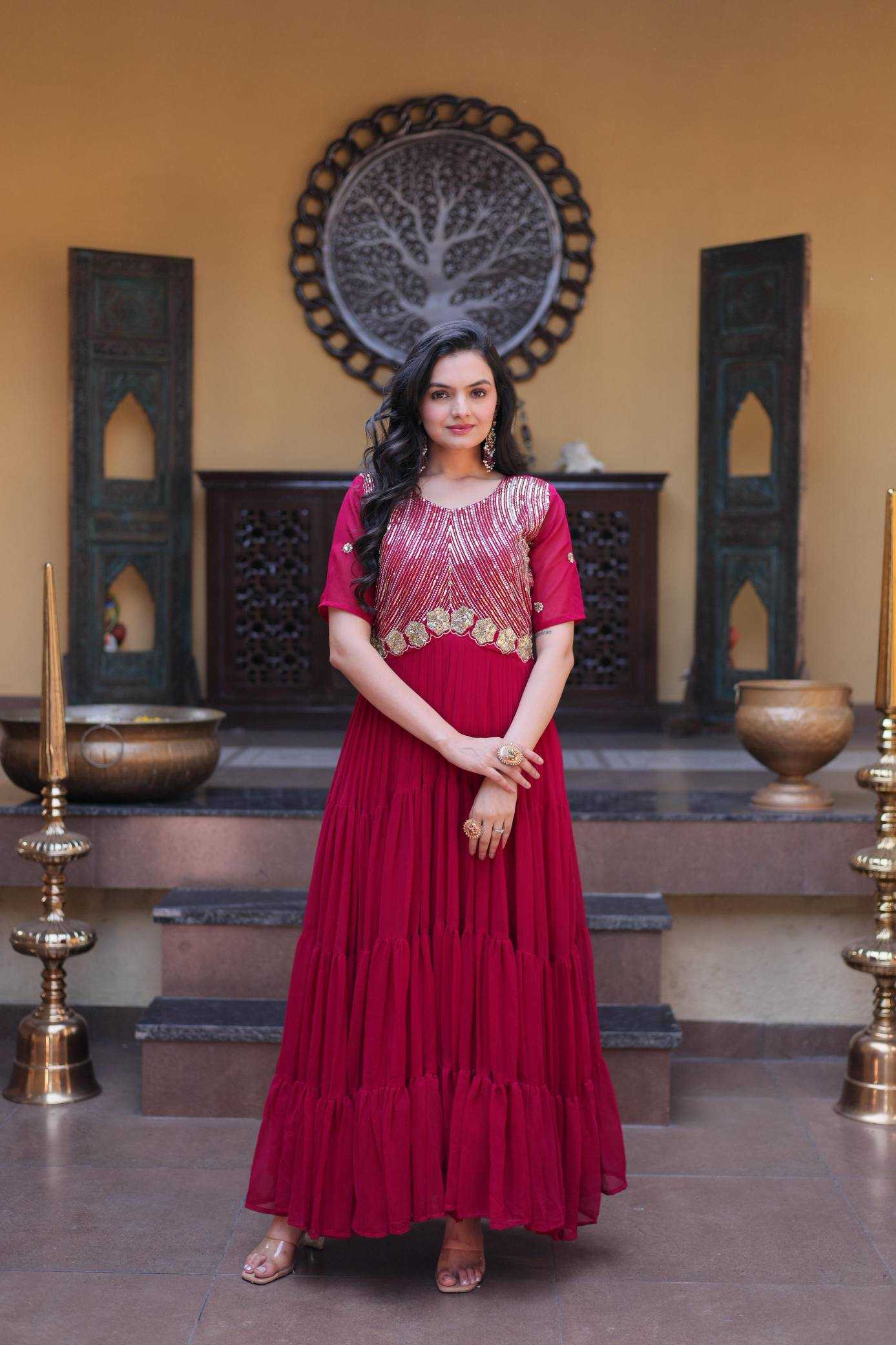 Naarira Faux Blooming Embroidered Gown
