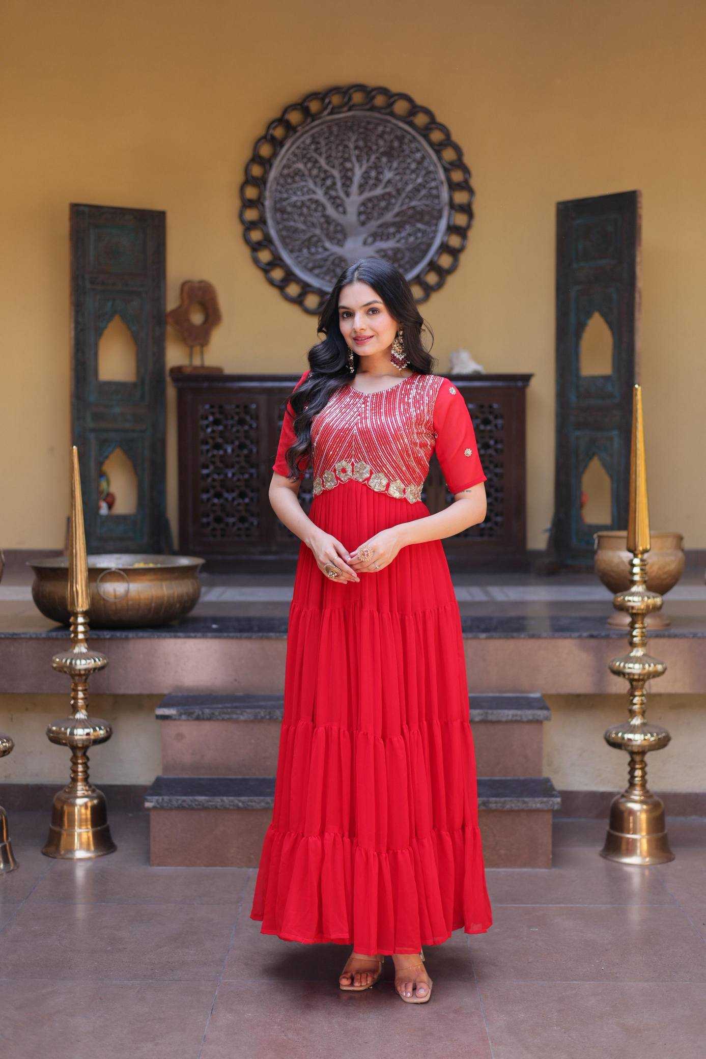 Naarira Faux Blooming Embroidered Gown