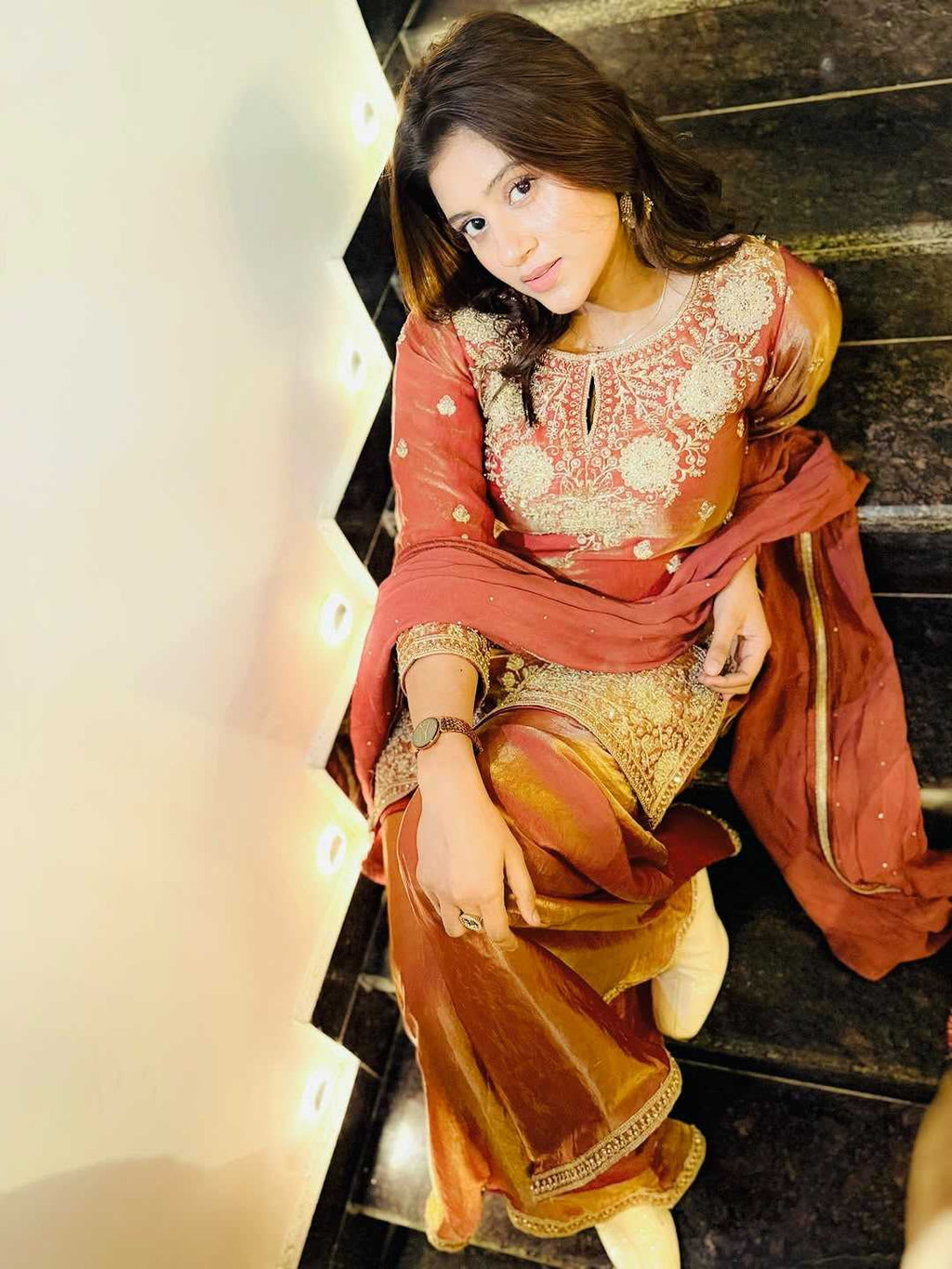 Naarira Fendy Silk Embroidered Sharara Suit