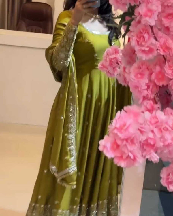 Naarira Crush Silk Embroidery Gowns - alternate view