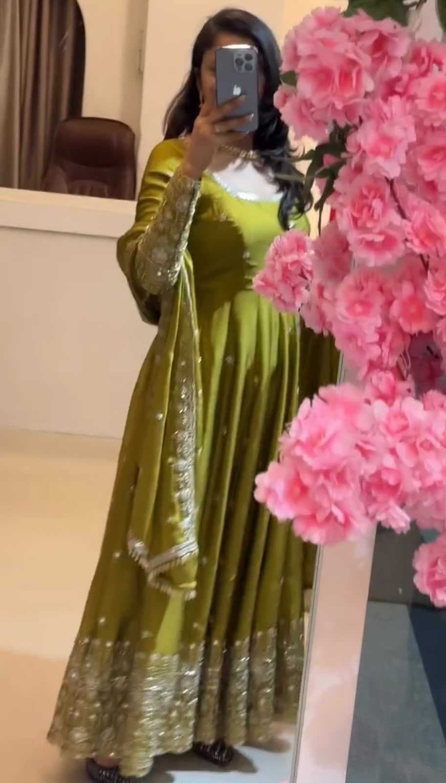 Naarira Crush Silk Embroidery Gowns
