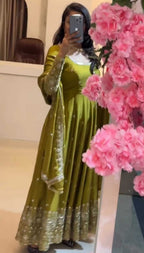 Naarira Crush Silk Embroidery Gowns