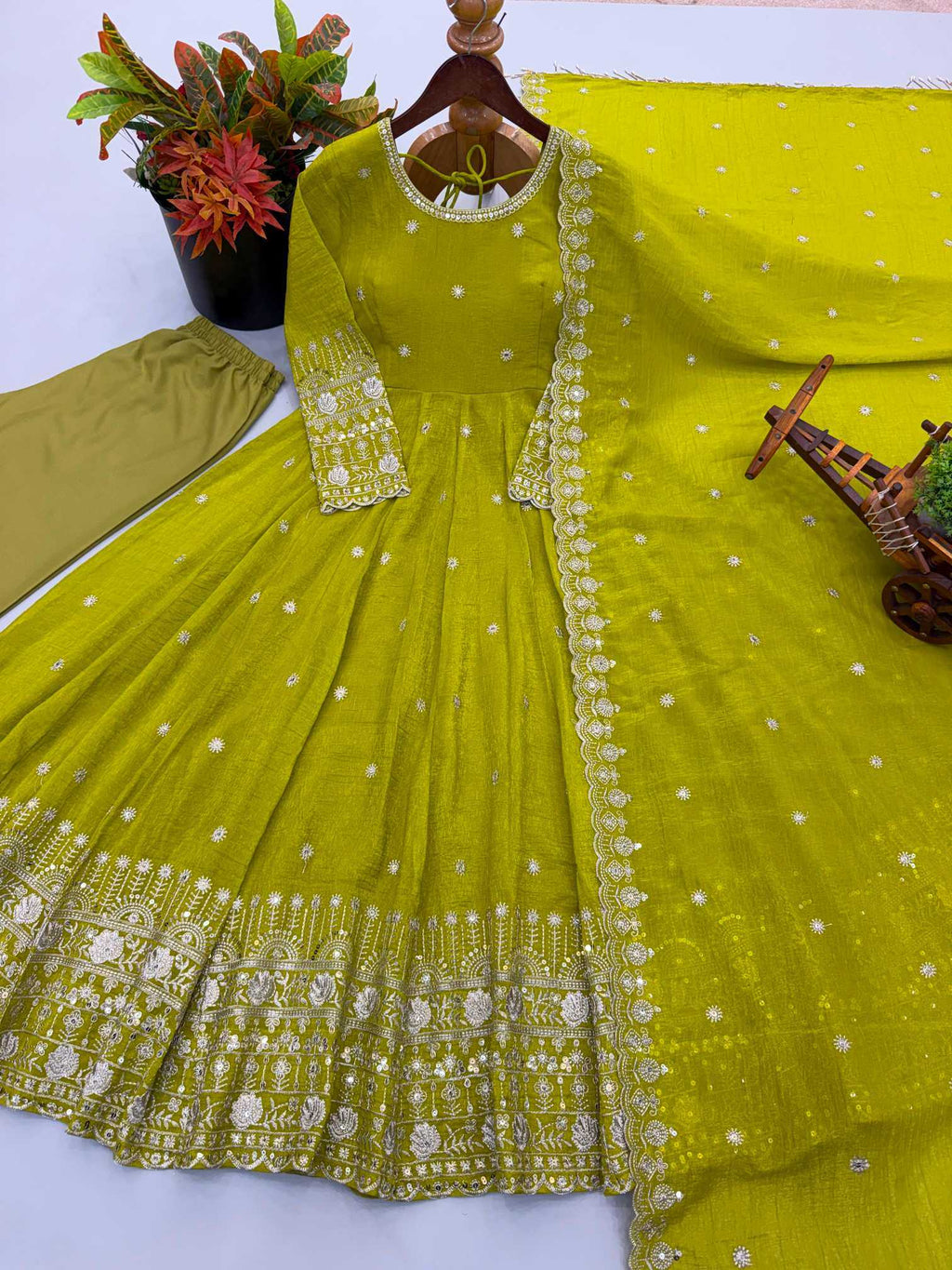 Naarira Crush Silk Embroidery Gowns