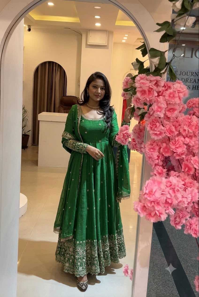 Naarira Crush Silk Embroidery Gowns