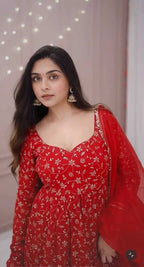 Faux Georgette Embroidery Gowns