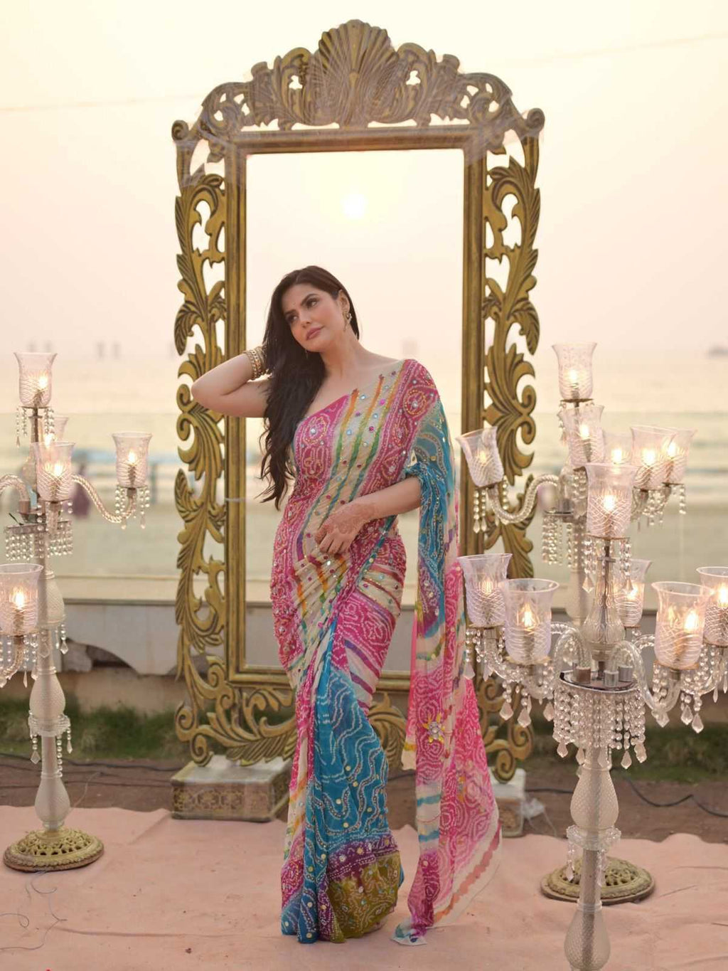 Naarira KESH509 ZAREEN KHAN Tabby Silk Soft Silk Sarees