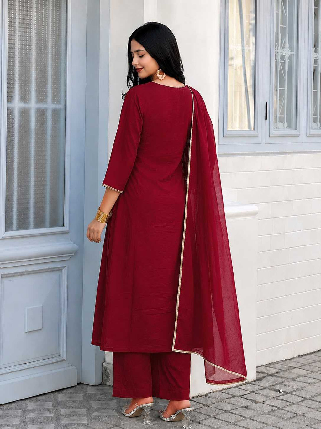 Naarira Heavy Roman Silk Embroidery Suit