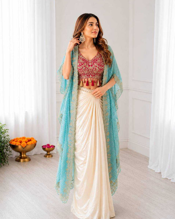 Naarira Crepe Silk Indo Western Dress - alternate view