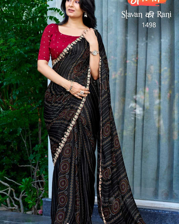 Naarira STAVAN KI RANI Chiffon Printed Saree - alternate view