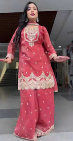 Naarira Chinon Silk Sharara Salwar Suit