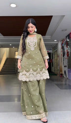 Naarira Chinon Silk Sharara Salwar Suit