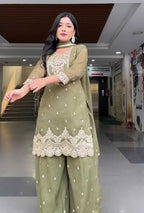 Naarira Chinon Silk Sharara Salwar Suit