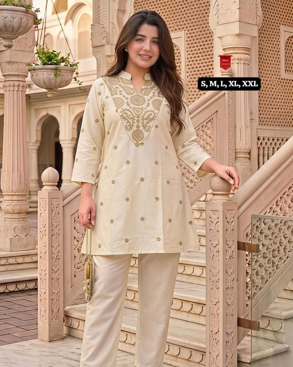Naarira Kalindi Premium Silk Crepe Embroidered Co-ord Set - alternate view