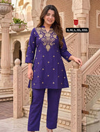 Naarira Kalindi Premium Silk Crepe Embroidered Co-ord Set