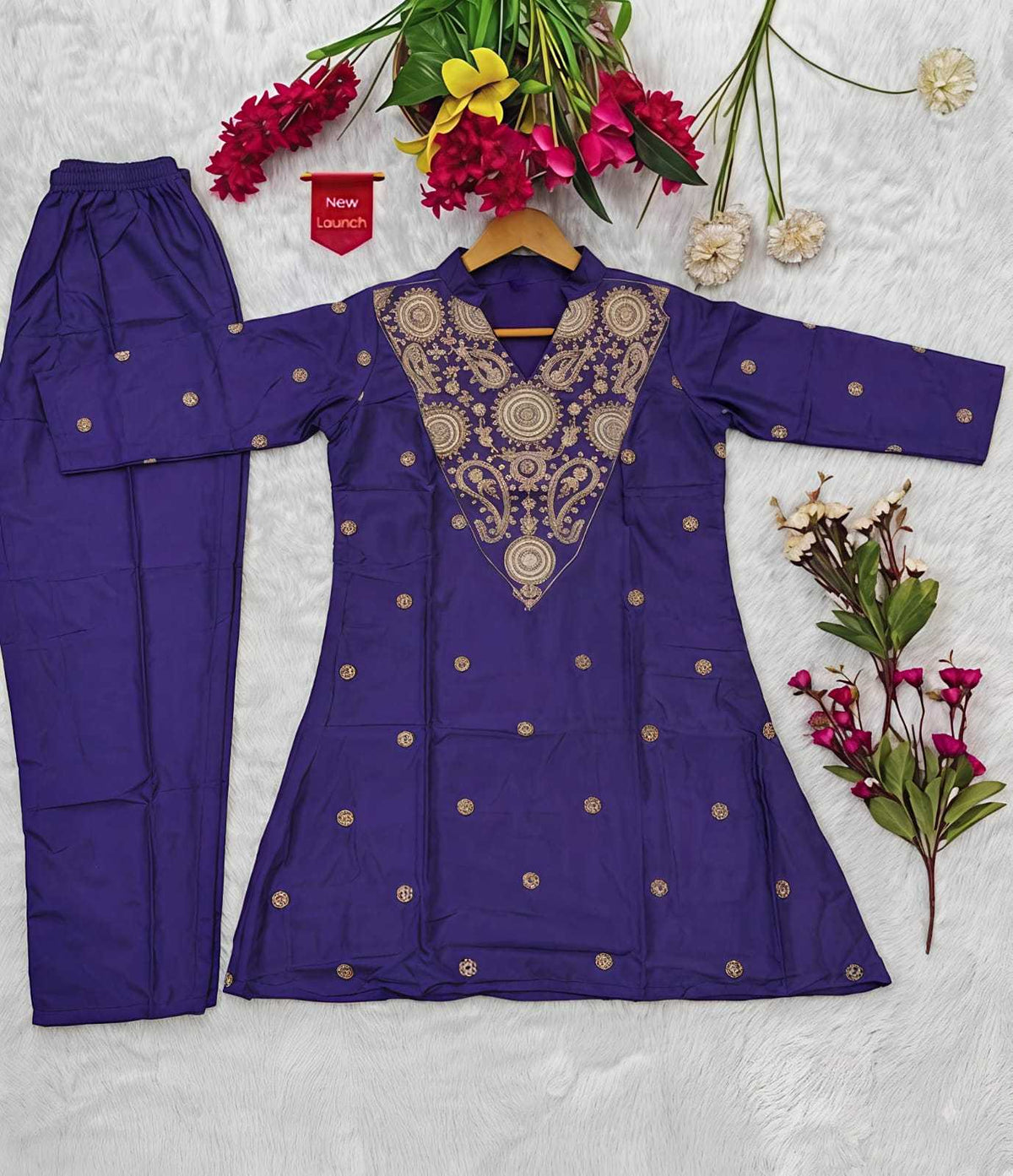 Naarira Kalindi Premium Silk Crepe Embroidered Co-ord Set
