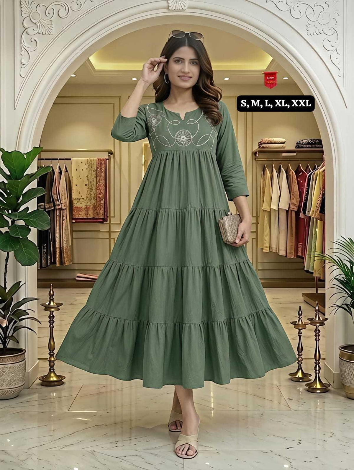 Naarira KESH536 Oviya Cotton Embroidery Gowns