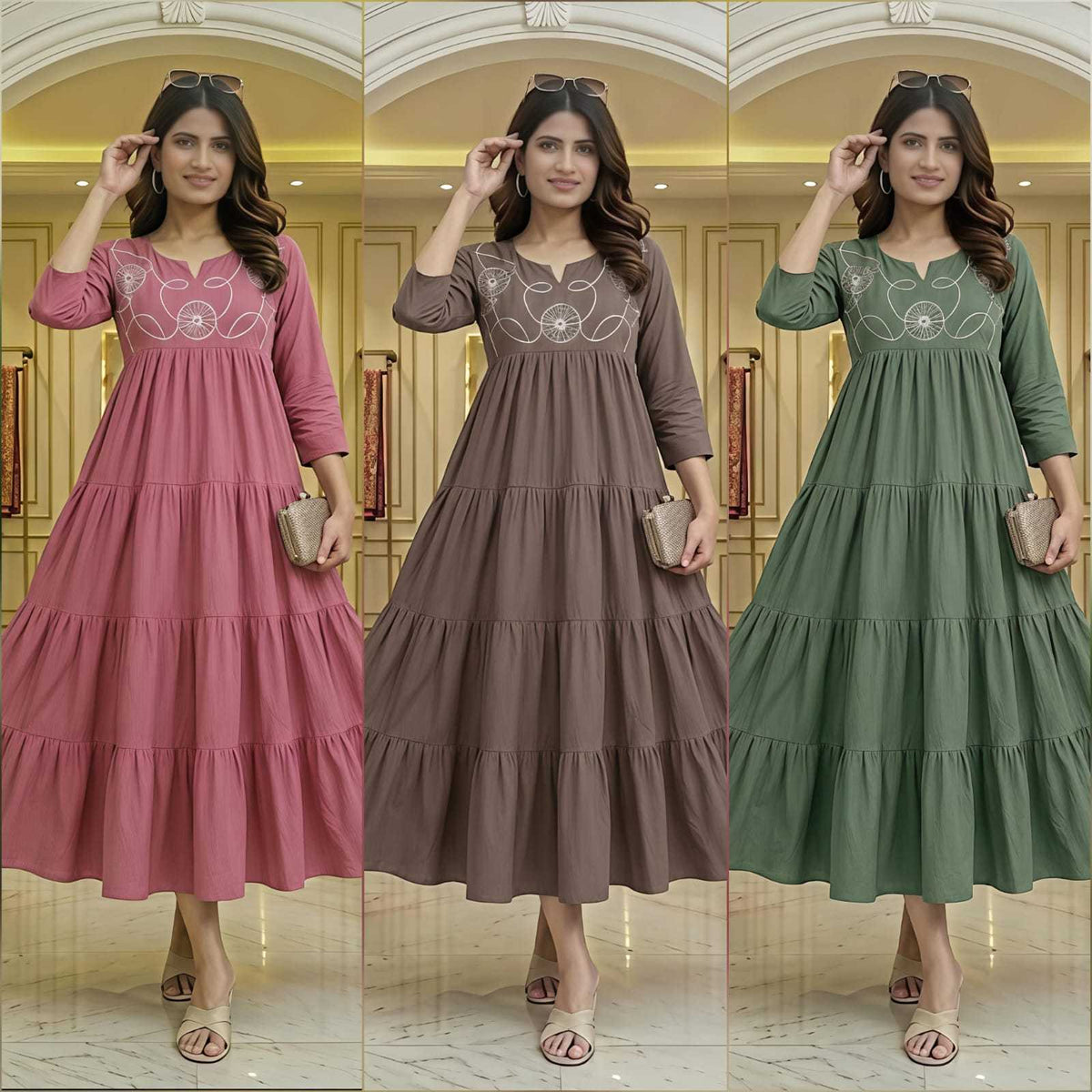 Naarira KESH536 Oviya Cotton Embroidery Gowns