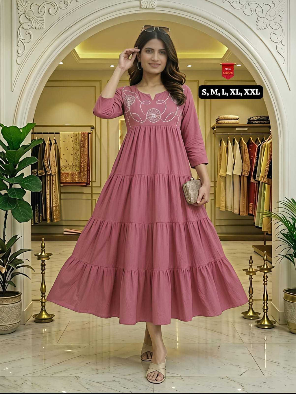 Naarira KESH536 Oviya Cotton Embroidery Gowns