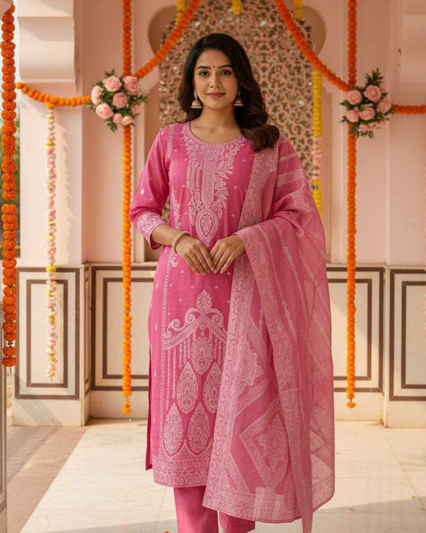Naarira Pure Cotton Jacquard Suit - alternate view