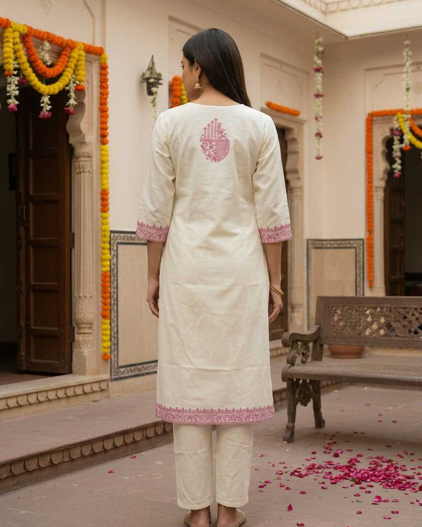 Naarira Jacquard Work Cotton Kurtis - alternate view