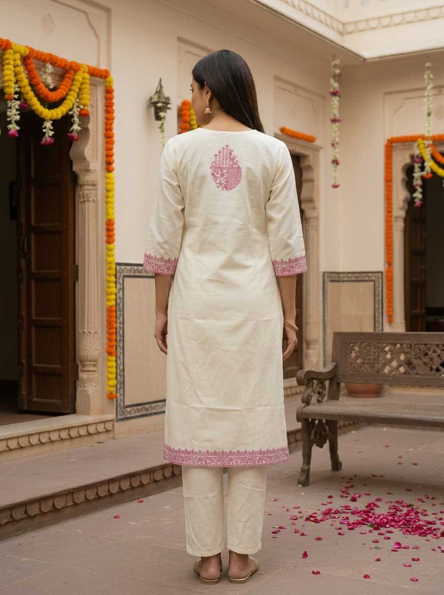 Naarira Jacquard Work Cotton Kurtis