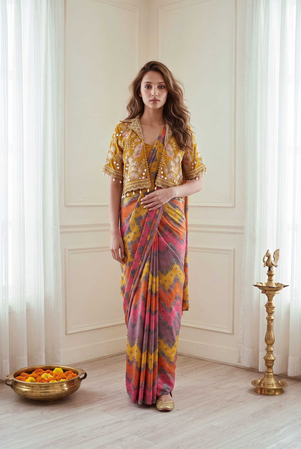 Naarira KESH558 88 Chinon Silk Ready To Wear Sarees