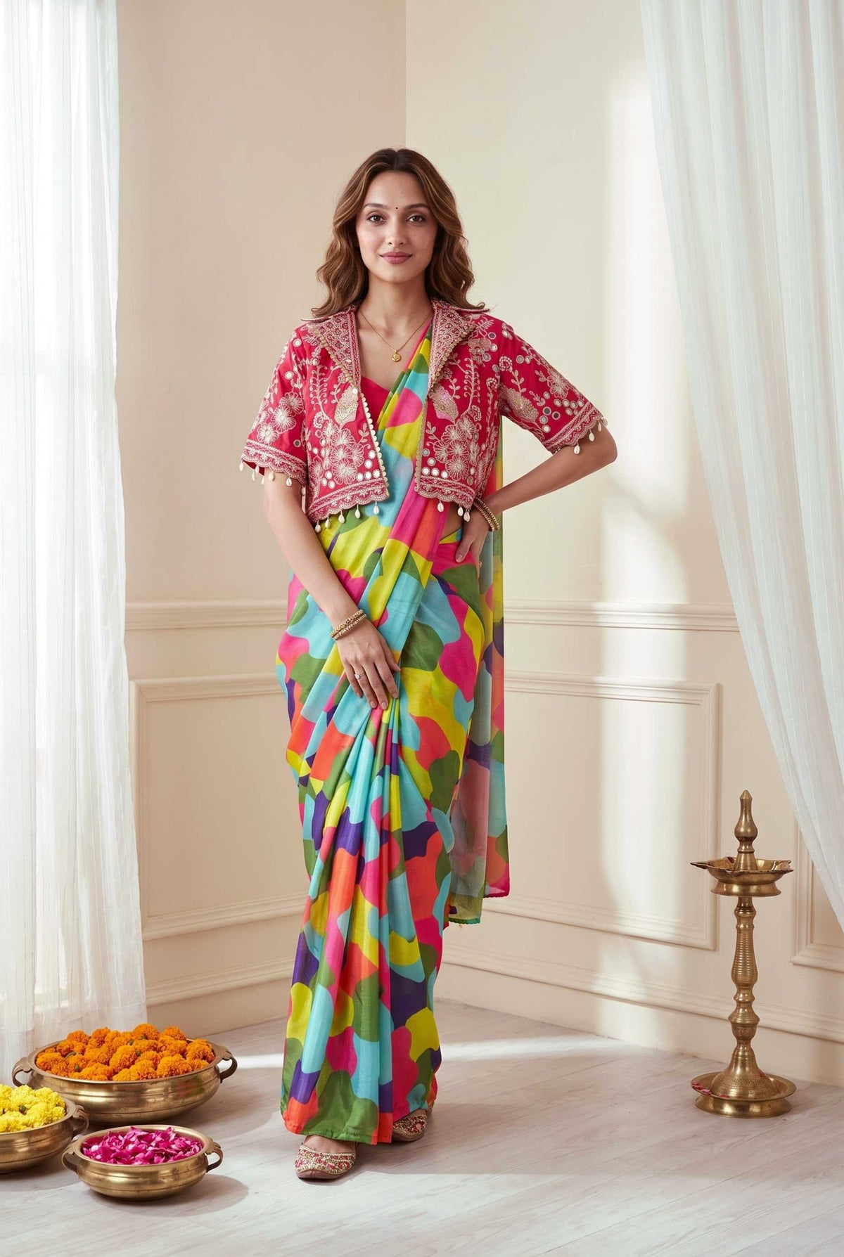 Naarira KESH558 88 Chinon Silk Ready To Wear Sarees