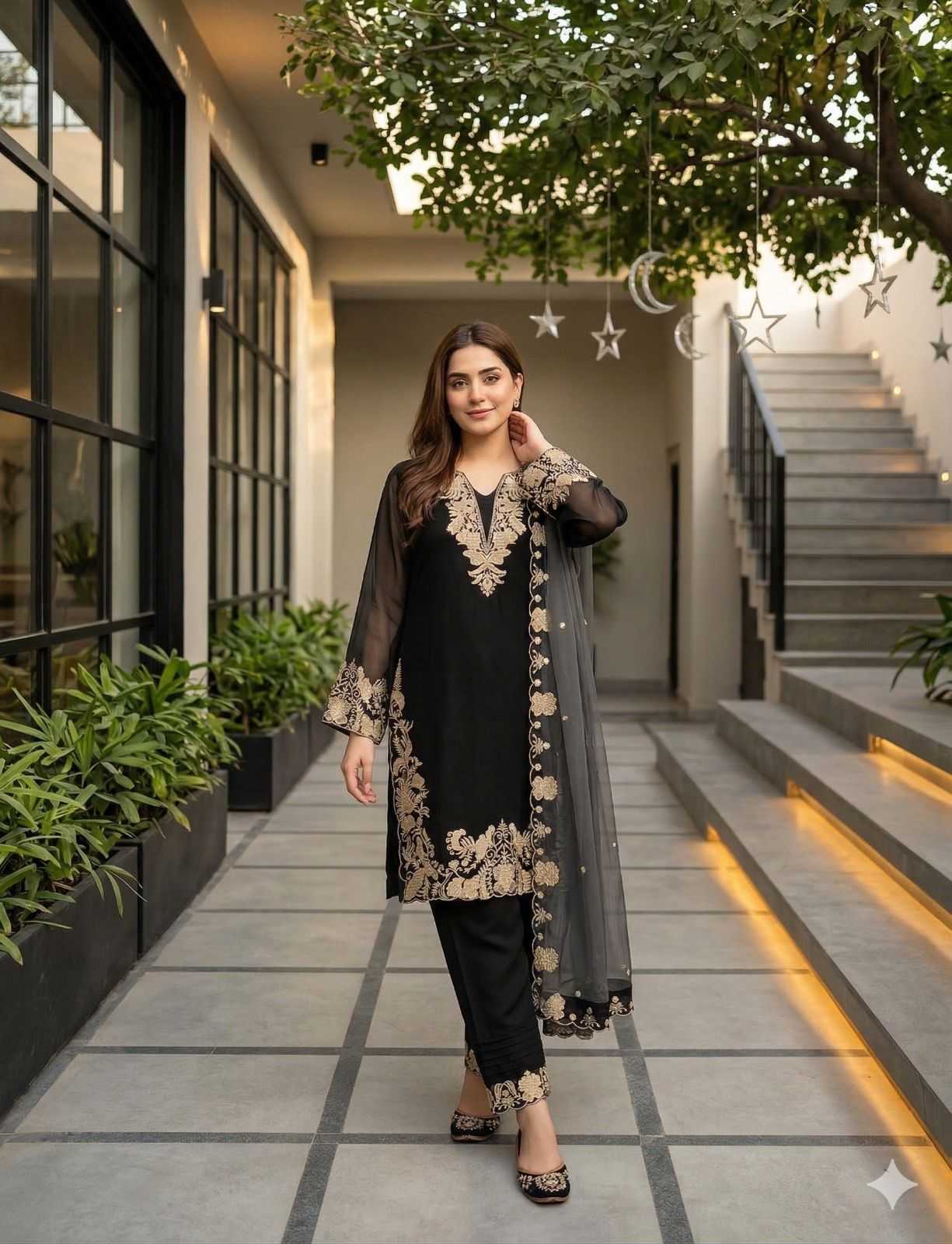 Naarira Faux Georgette Embroidery Suits