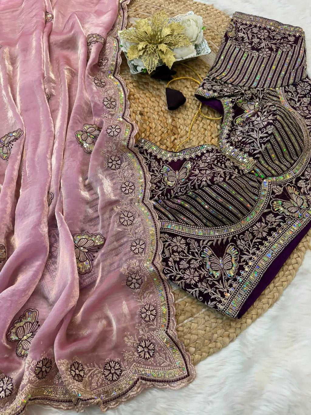 Naarira KESH600 Titali Satin Sequence Sarees