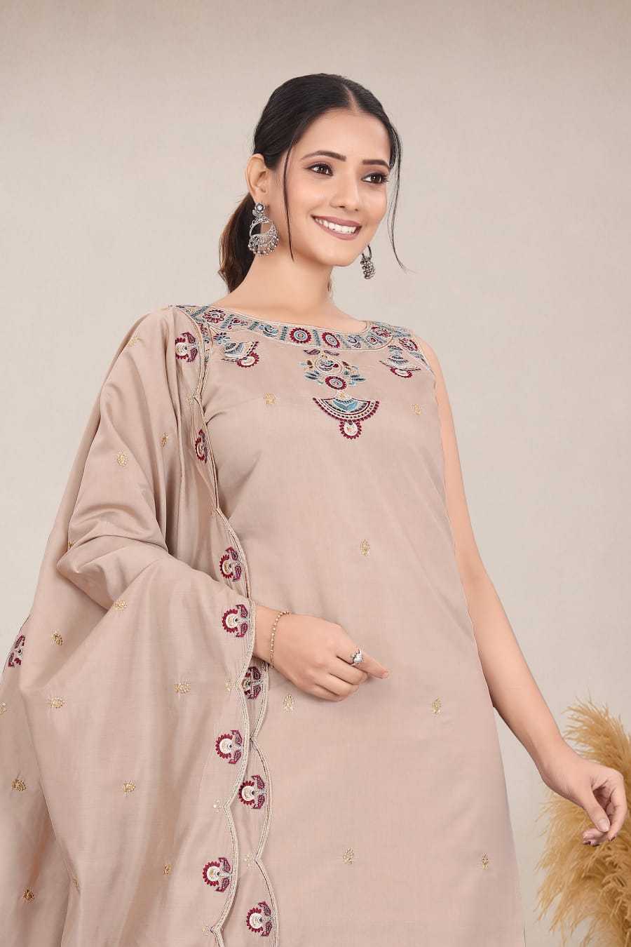 Naarira Plazzo Heavy Roman Silk Embroidery Suit