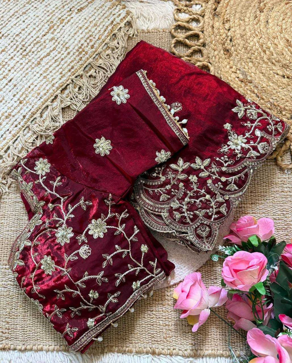 Naarira Satin Sequence Saree for Women