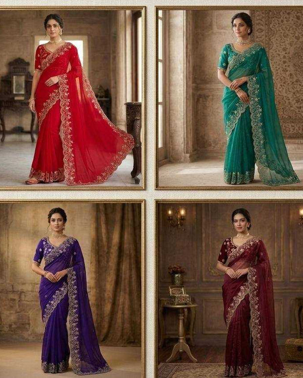 Naarira Satin Sequence Saree for Women