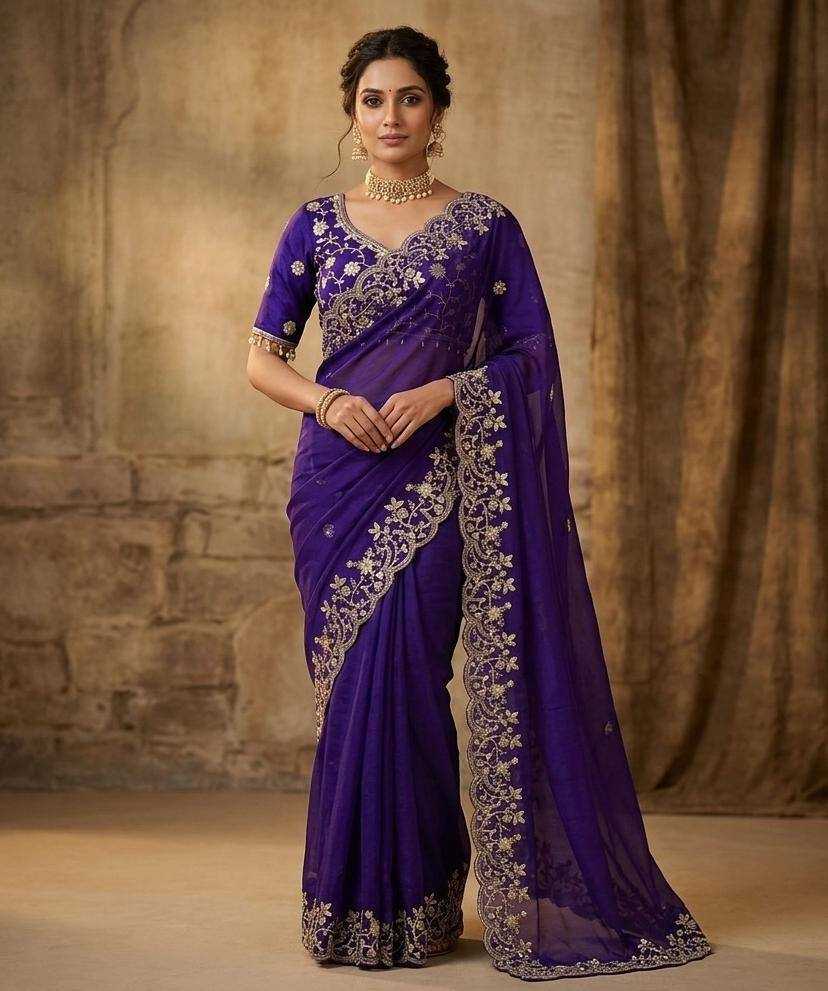 Naarira Satin Sequence Saree for Women
