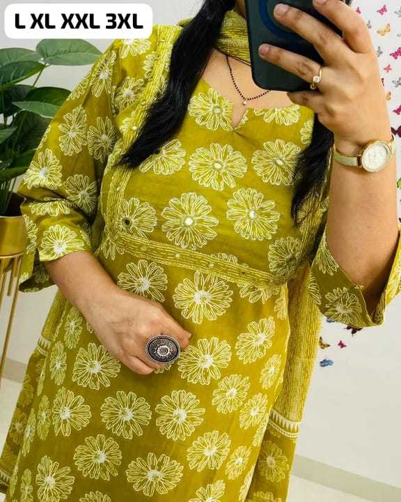 Naarira Sunflower Mirror Cotton Designer Kurtis