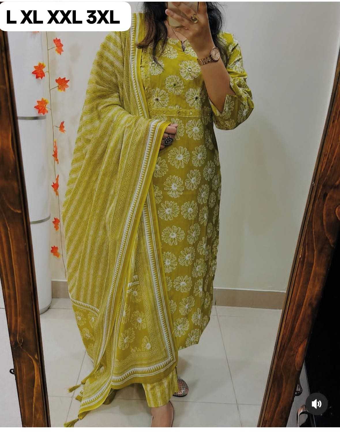 Naarira Sunflower Mirror Cotton Designer Kurtis
